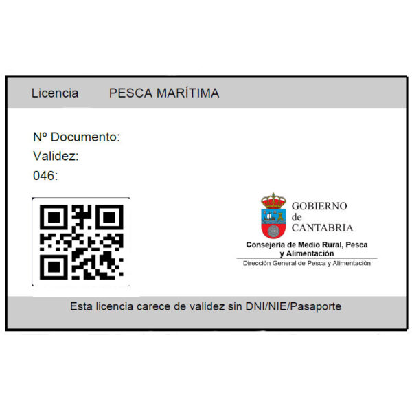 1 Adult Spanish Sea Shore Fishing Licence - 5 year